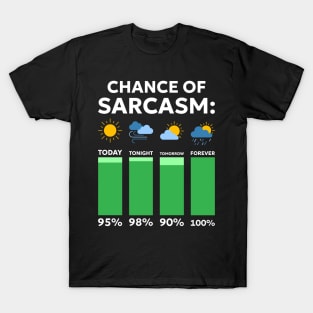Funny Saying Chance Of Sarcasm Weather Forecast Sarcastic Humor T-Shirt